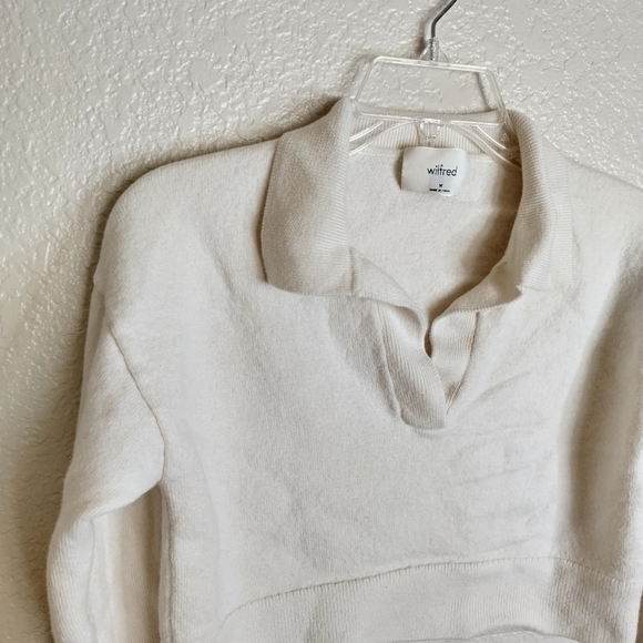 Wilfred free crop merino wool polo v neck sweater sz M - Picture 2 of 10